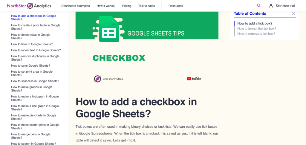 Checkbox Google sheets IT company blog